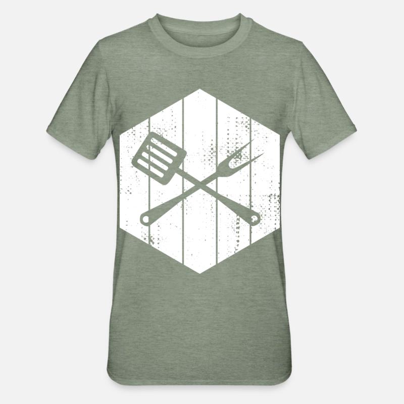 Cuillère et fourchette en bois - T-shirt polycoton Unisexe - vert kaki chiné