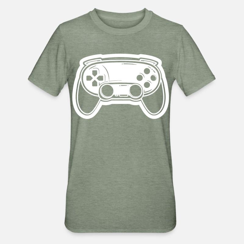 Videospiel Controller Zeichnung - Unisex Polycotton T-Shirt - Militärgrün meliert