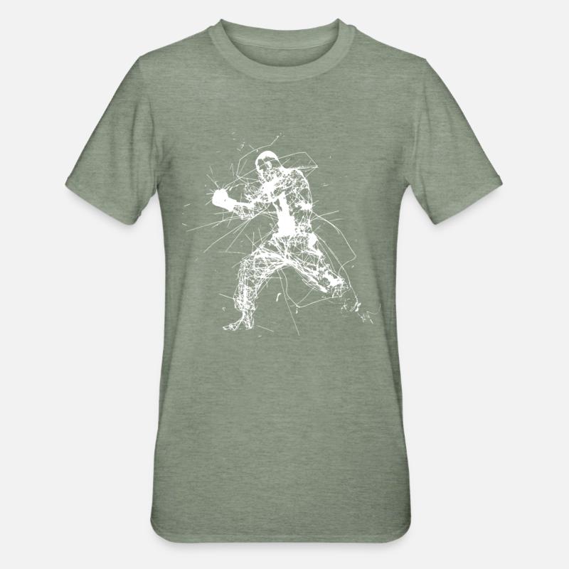 Dessin de kickboxing - T-shirt polycoton Unisexe - vert kaki chiné
