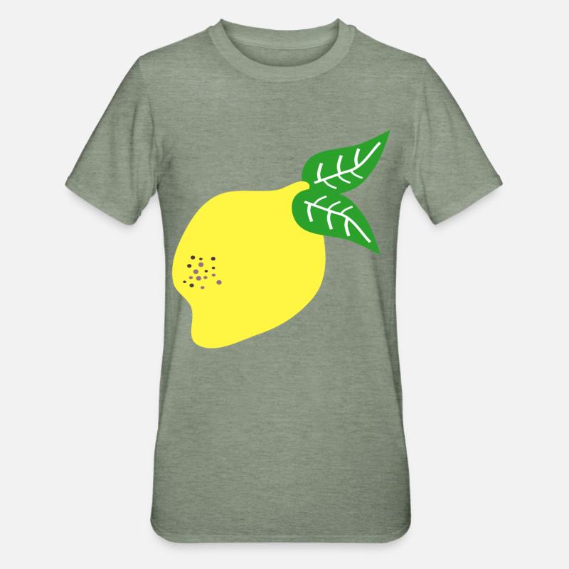 ZITRONE ZITRUSFRÜCHTE - Unisex Polycotton T-Shirt - Militärgrün meliert