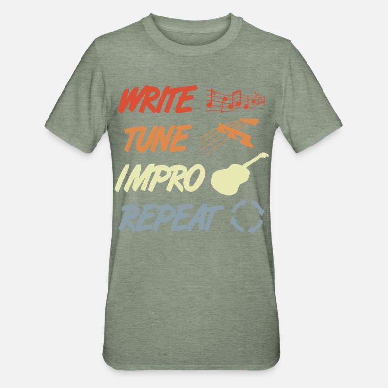 Routine de guitariste drôle - T-shirt polycoton Unisexe - vert kaki chiné