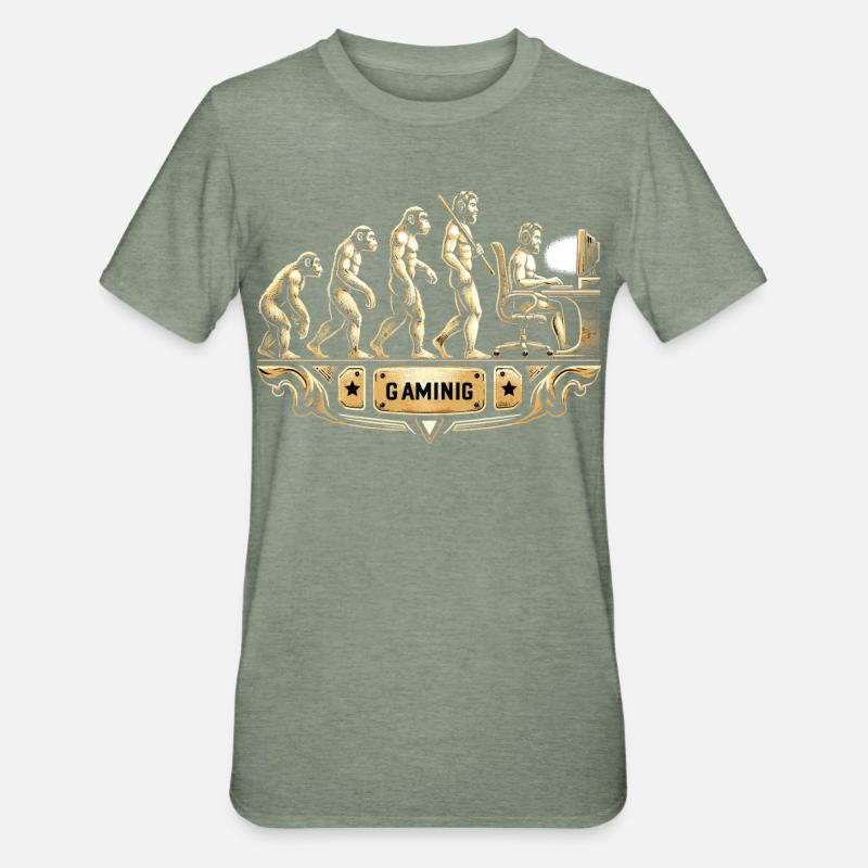 Évolution du rétro du jeu - T-shirt polycoton Unisexe - vert kaki chiné