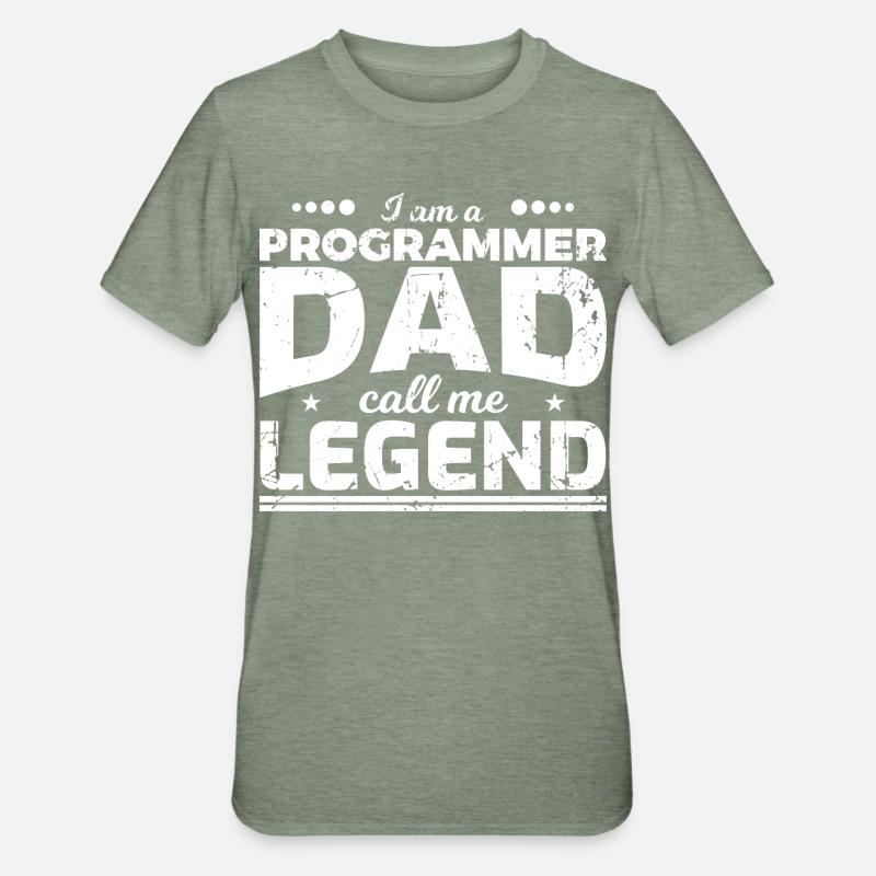 Papa codeur - T-shirt polycoton Unisexe - vert kaki chiné