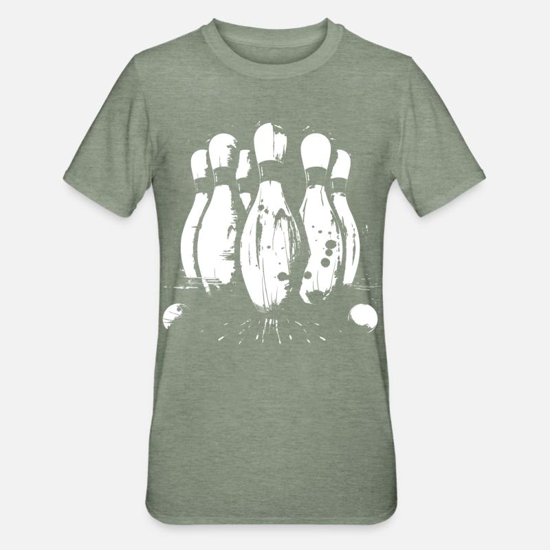 Bowling Game Graphics - Unisex Polycotton T-Shirt - heather military green