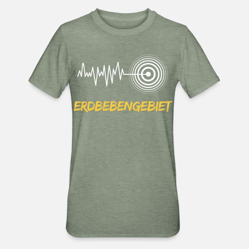 Erdbebengebiet Bewusstsein - Unisex Polycotton T-Shirt - Militärgrün meliert