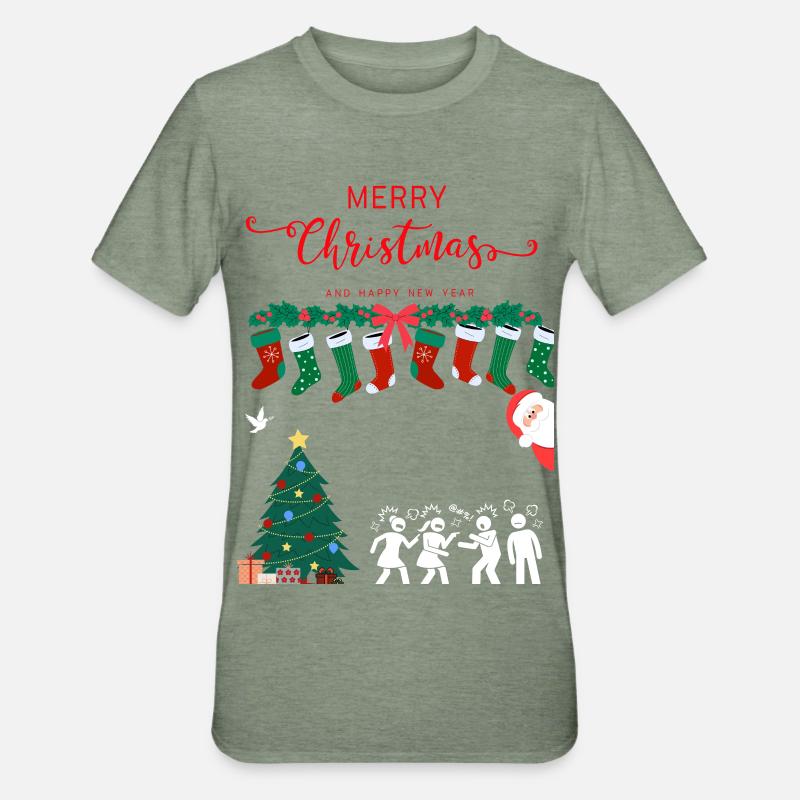 Glædelig jul - Unisex polycotton T-shirt - militærgrønmeleret
