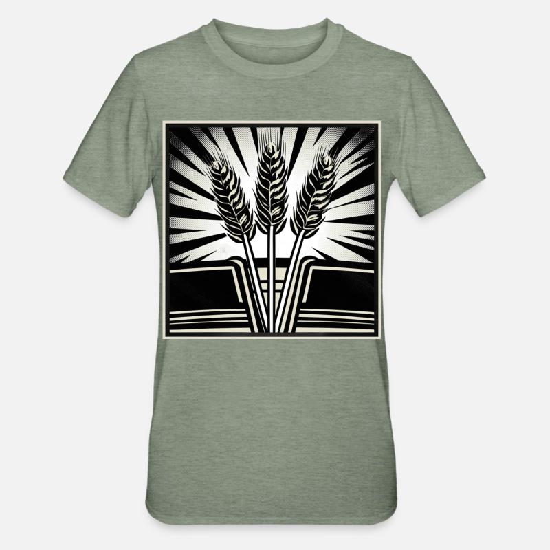 3 épis de blé - T-shirt polycoton Unisexe - vert kaki chiné