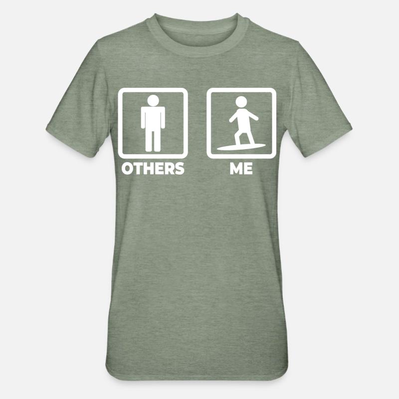 Surfer Strichmännchen - Unisex Polycotton T-Shirt - Militärgrün meliert