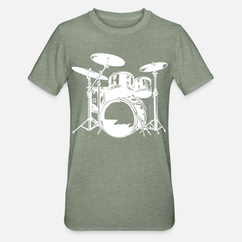 Dessin de batterie - T-shirt polycoton Unisexe - vert kaki chiné