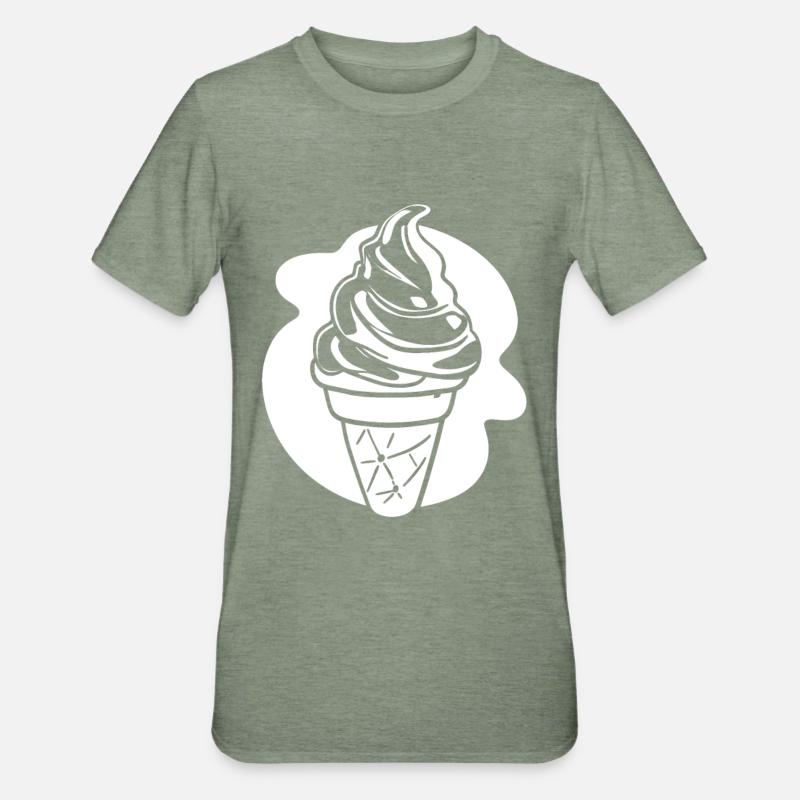 Dessin de crème glacée - T-shirt polycoton Unisexe - vert kaki chiné