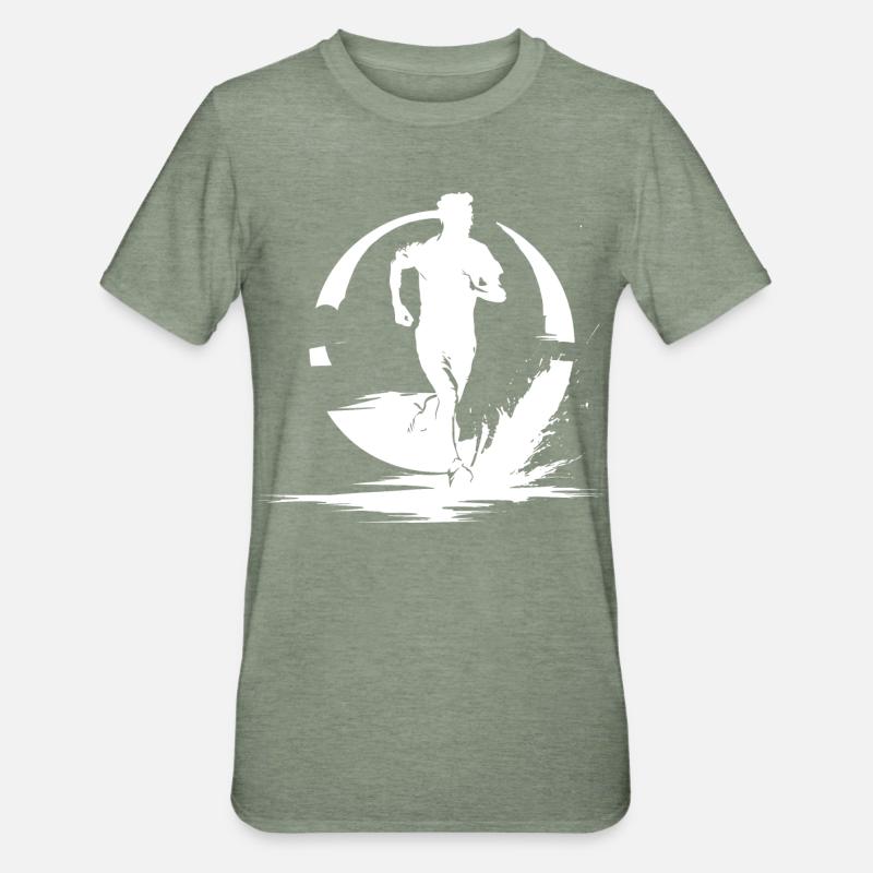 Dessin de garçon marathon - T-shirt polycoton Unisexe - vert kaki chiné