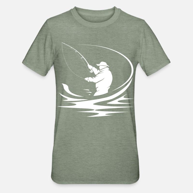 Dessin de pêcheur - T-shirt polycoton Unisexe - vert kaki chiné