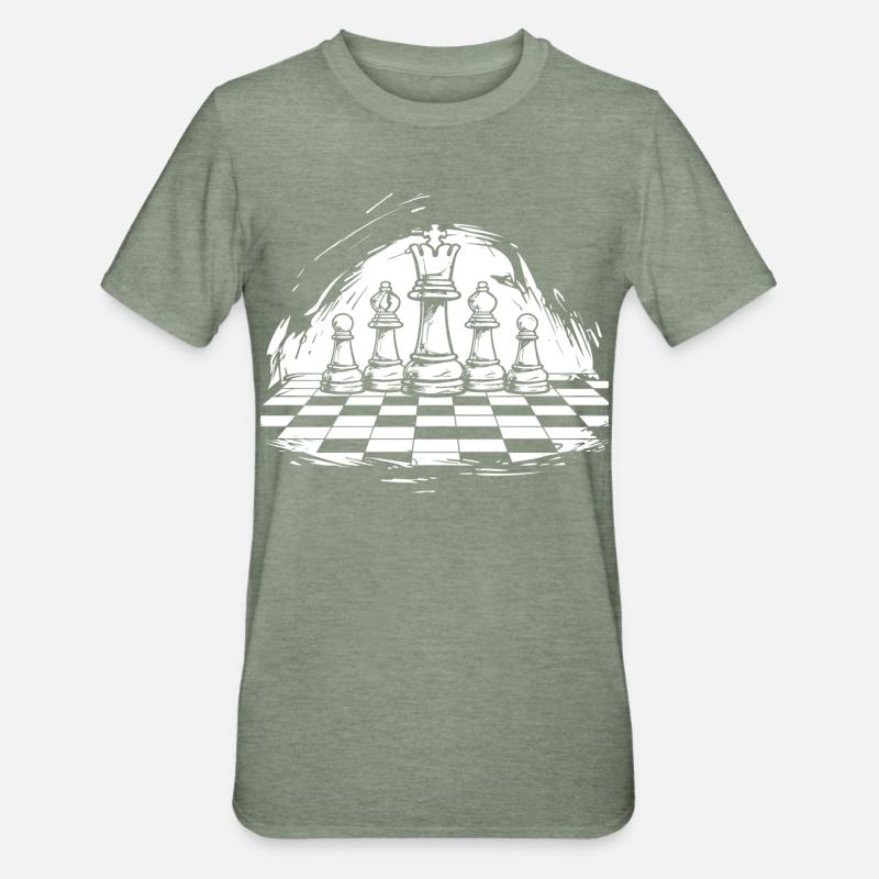 Dessin d’échecs - T-shirt polycoton Unisexe - vert kaki chiné