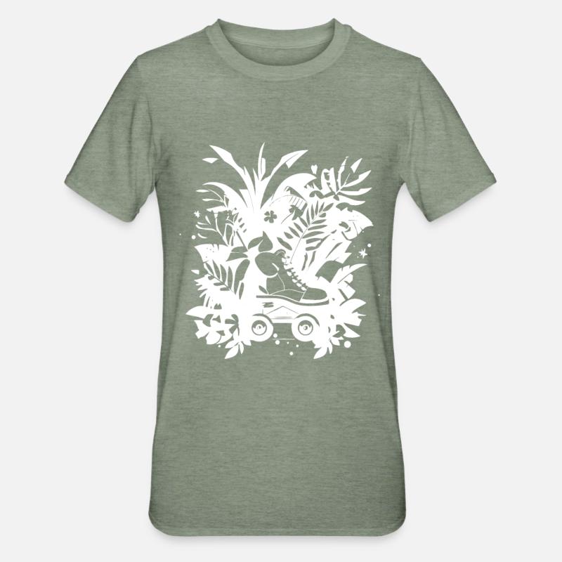 Rollschuhlaufen Comic - Unisex Polycotton T-Shirt - Militärgrün meliert