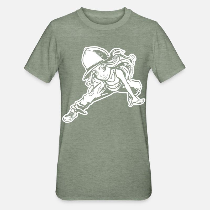 Breakdancerin - Unisex Polycotton T-Shirt - Militärgrün meliert