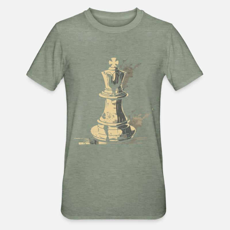 Graphiques de pièces d’échecs - T-shirt polycoton Unisexe - vert kaki chiné