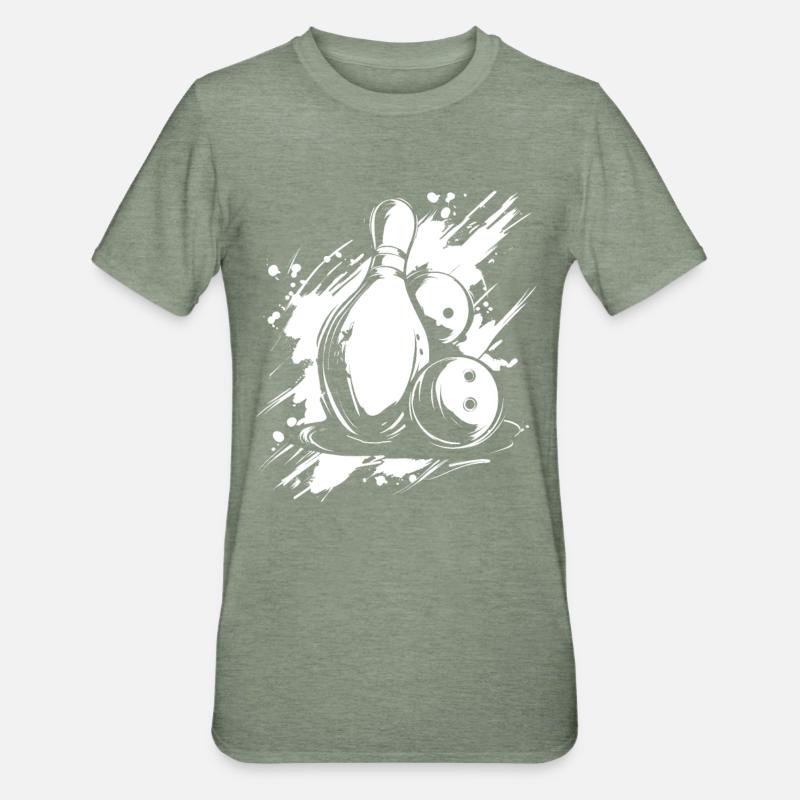 Graphiques de bowling - T-shirt polycoton Unisexe - vert kaki chiné