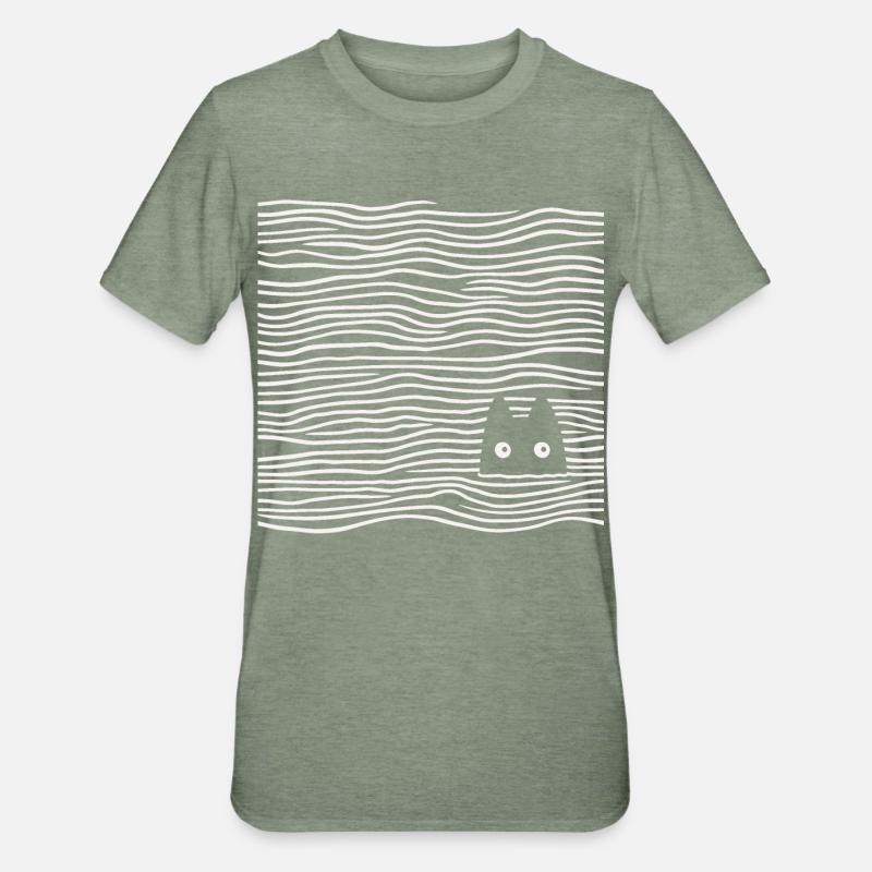 Chat dans la mer - T-shirt polycoton Unisexe - vert kaki chiné