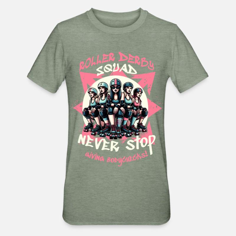 Roller Derby Trupp - Unisex Polycotton T-Shirt - Militärgrün meliert