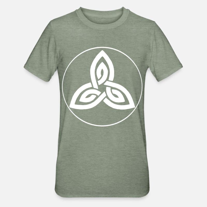 Fleur celte blanche - T-shirt polycoton Unisexe - vert kaki chiné