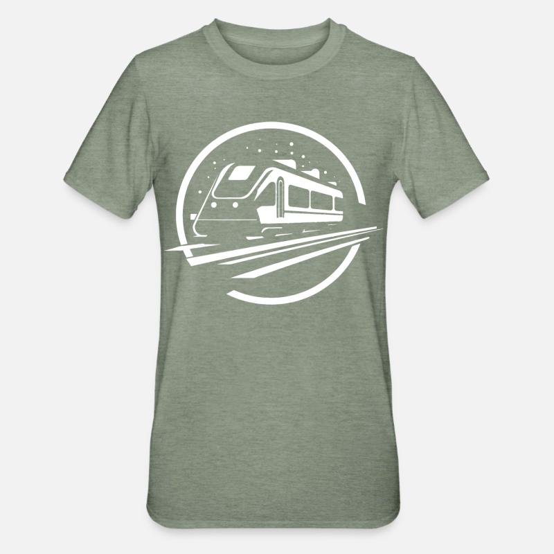 Graphismes de train - T-shirt polycoton Unisexe - vert kaki chiné