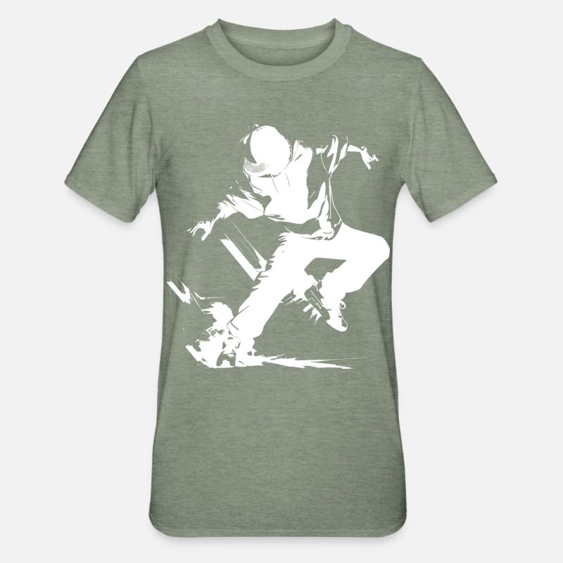 Breakdance Junge - Unisex Polycotton T-Shirt - Militärgrün meliert