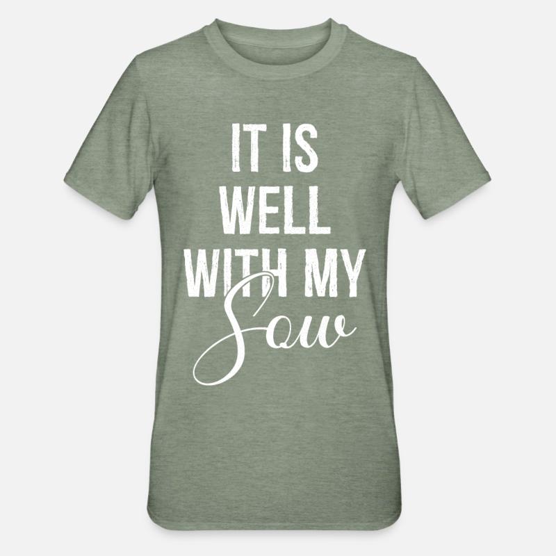 C’est bien avec ma truie - T-shirt polycoton Unisexe - vert kaki chiné