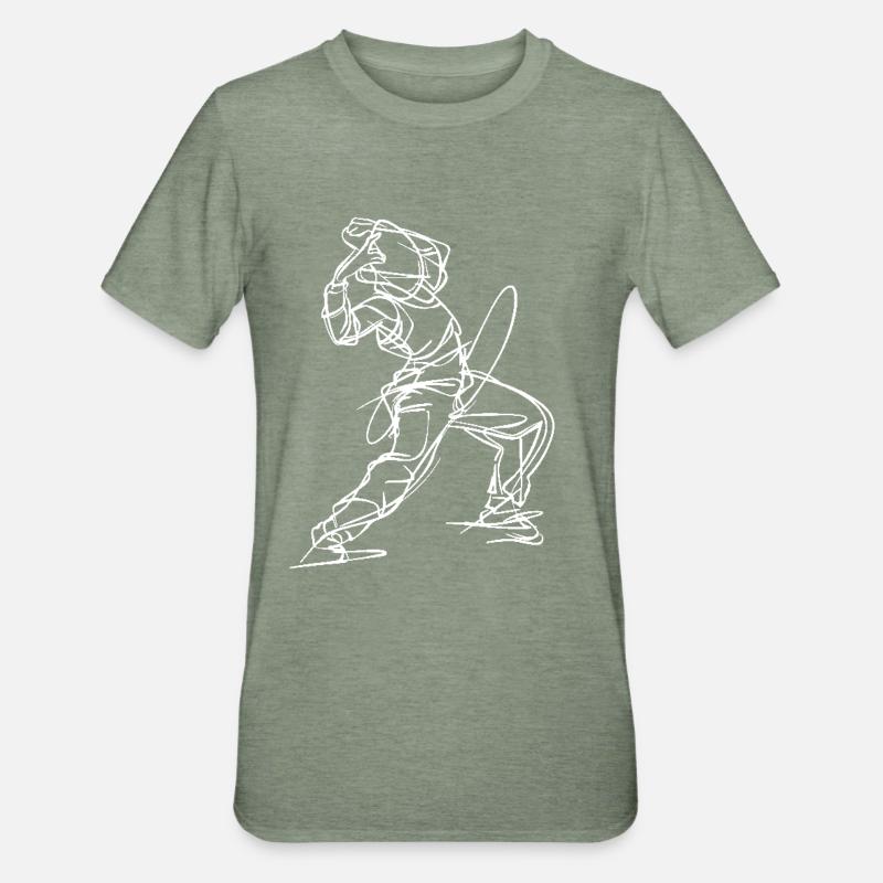 Breakdancer : Dessin au trait - T-shirt polycoton Unisexe - vert kaki chiné