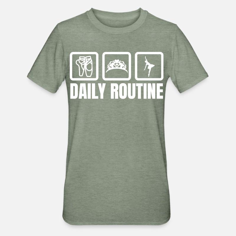 Routine quotidienne de la ballerine - T-shirt polycoton Unisexe - vert kaki chiné
