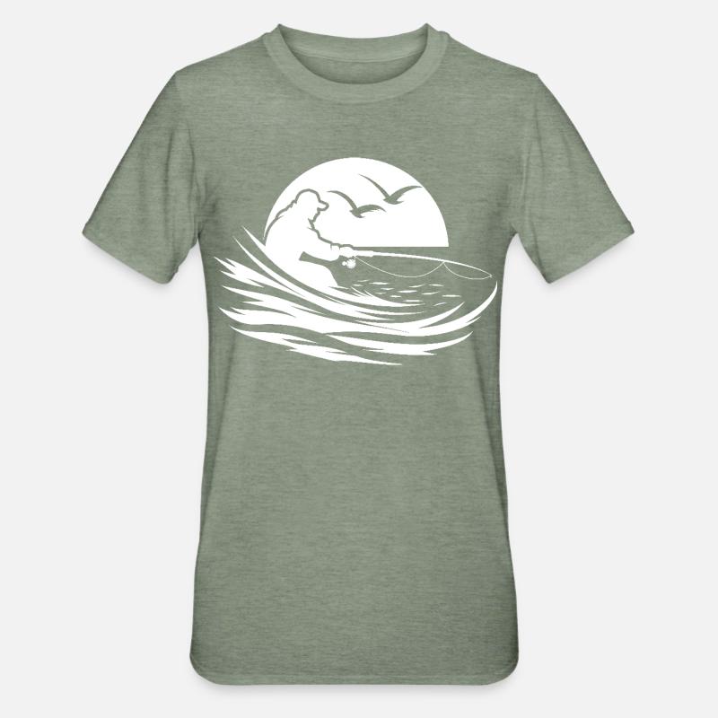 Graphique de pêche - T-shirt polycoton Unisexe - vert kaki chiné