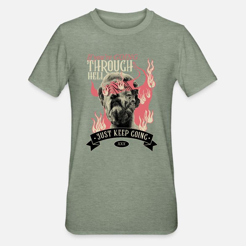 Si vous traversez l’enfer, continuez - T-shirt polycoton Unisexe - vert kaki chiné