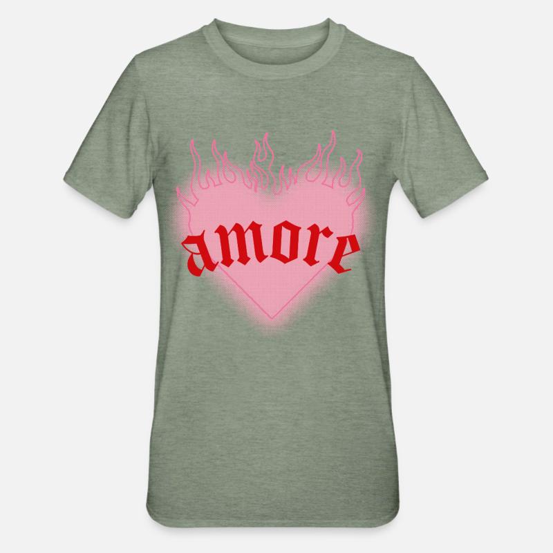 L’amour brûlant - T-shirt polycoton Unisexe - vert kaki chiné