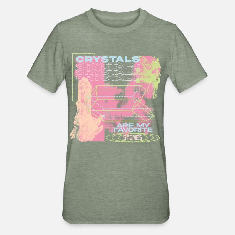 Les cristaux sont ma vibration préférée - T-shirt polycoton Unisexe - vert kaki chiné