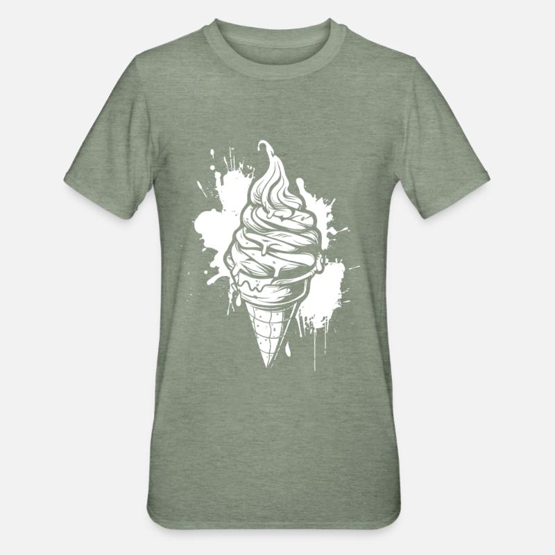 Eiscreme - Unisex Polycotton T-Shirt - Militärgrün meliert