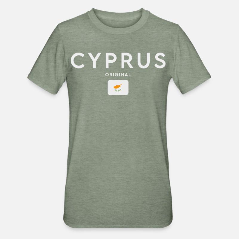 Drapeau chypriote, fierté chypriote - T-shirt polycoton Unisexe - vert kaki chiné