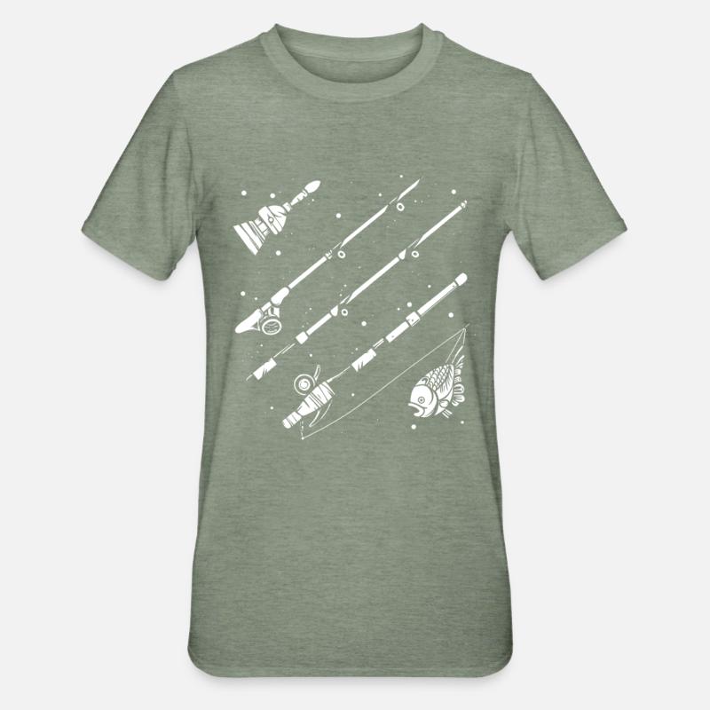 Dessin de pêche - T-shirt polycoton Unisexe - vert kaki chiné