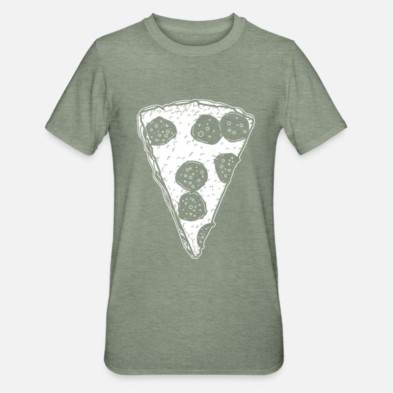 Dessin de pizza - T-shirt polycoton Unisexe - vert kaki chiné
