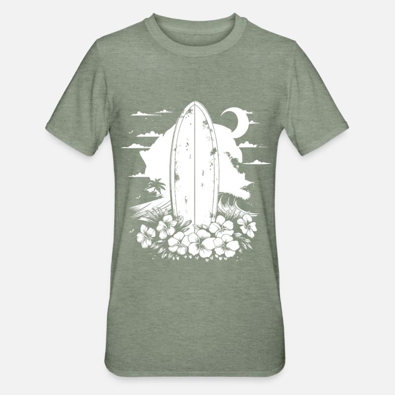 Planche de surf - T-shirt polycoton Unisexe - vert kaki chiné