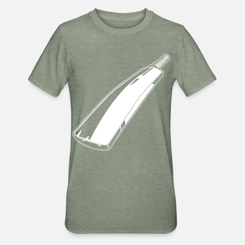 Dessin de batte de cricket - T-shirt polycoton Unisexe - vert kaki chiné