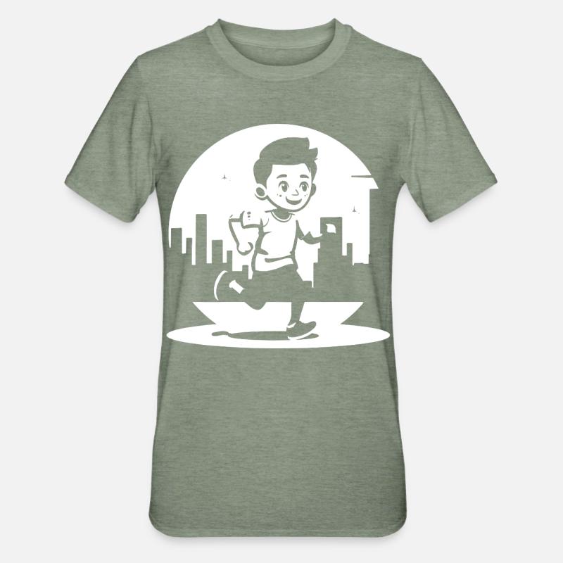 Marathon Junge - Unisex Polycotton T-Shirt - Militärgrün meliert