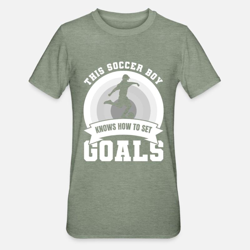 Fußballjunge - Unisex Polycotton T-Shirt - Militärgrün meliert