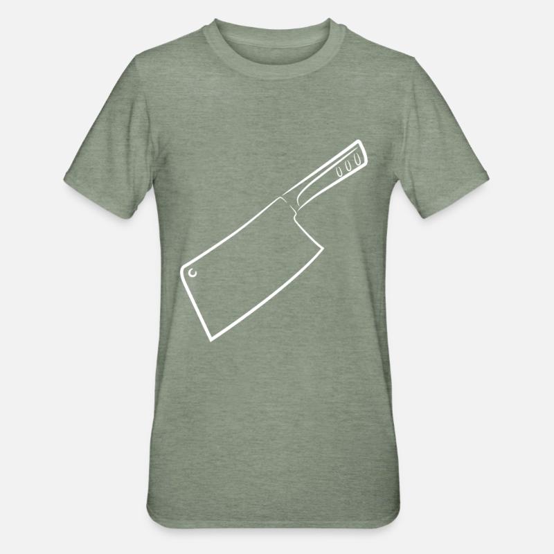 Hackmesser Skizze - Unisex Polycotton T-Shirt - Militärgrün meliert
