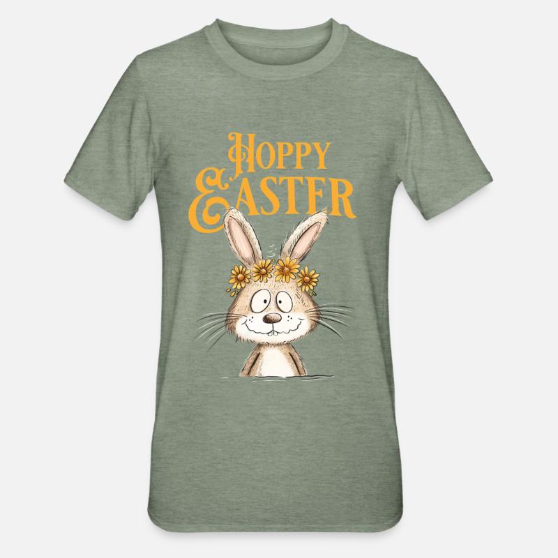 Happy Easter Easter Bunny - Unisex Polycotton T-Shirt - heather military green