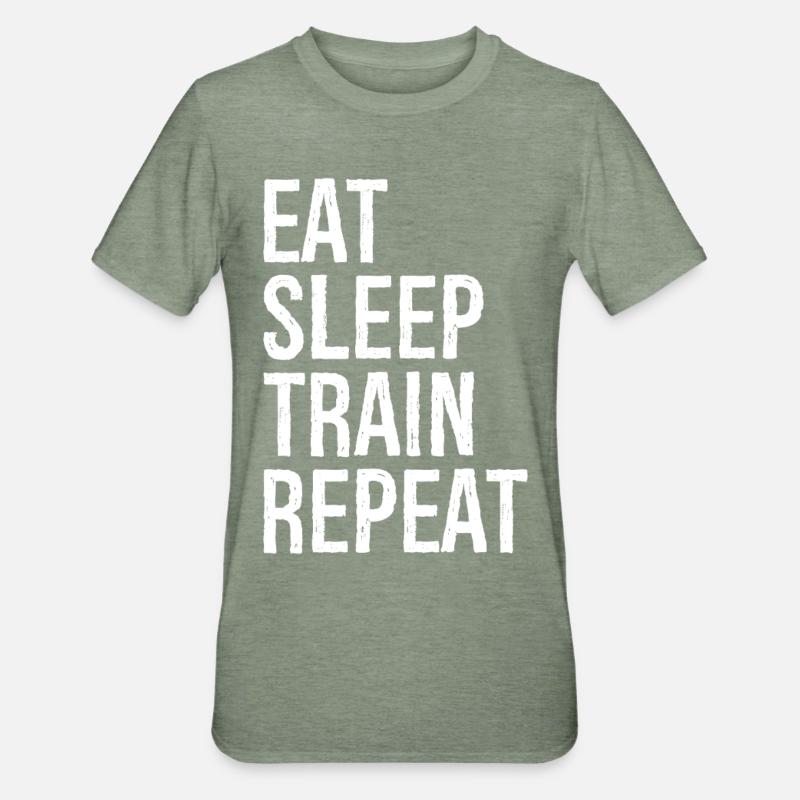 Manger Dormir Train Répéter - T-shirt polycoton Unisexe - vert kaki chiné