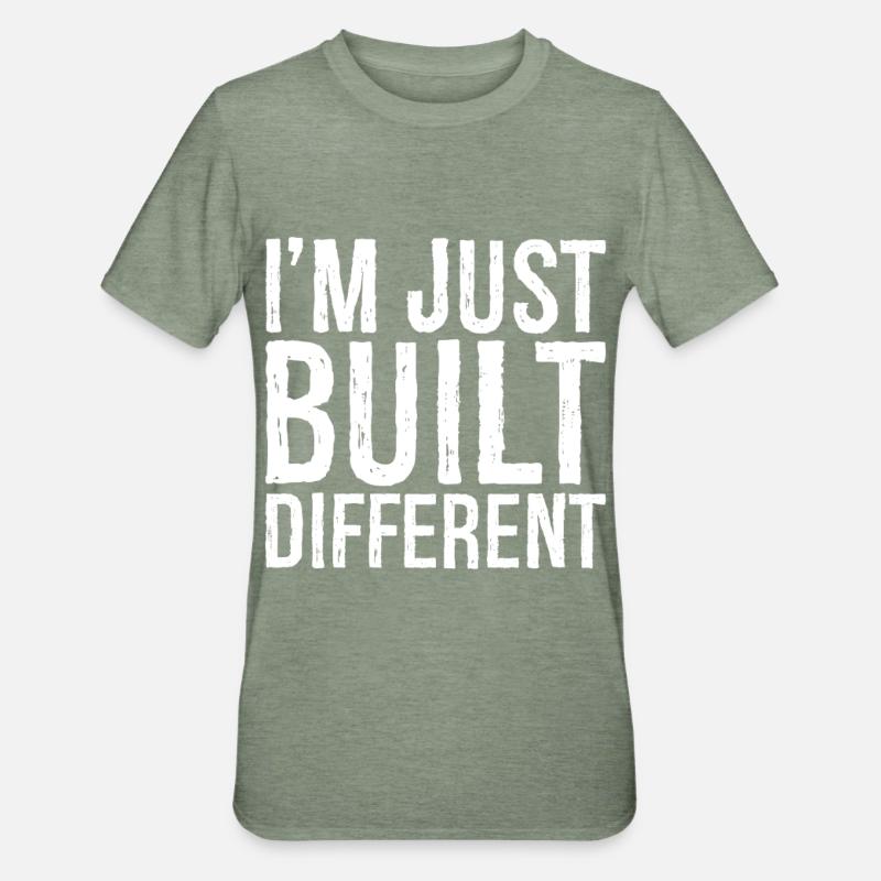 I'm just built different - Unisex Polycotton T-Shirt - Militärgrün meliert