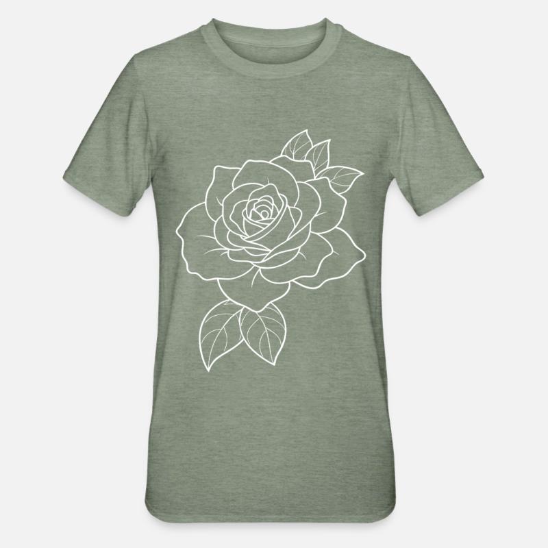 Roses - Fleurs - Fleurs - Dicton - T-shirt polycoton Unisexe - vert kaki chiné