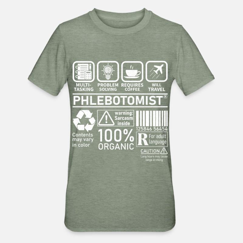 Phlébotomiste multitâche résolution de problèmes - T-shirt polycoton Unisexe - vert kaki chiné