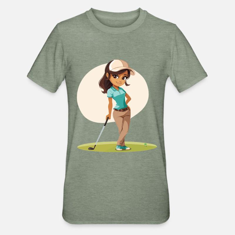 Bande dessinée golfeuse - T-shirt polycoton Unisexe - vert kaki chiné