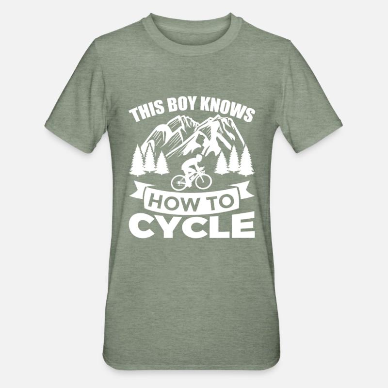 Fahrradfahrer Junge - Unisex Polycotton T-Shirt - Militärgrün meliert