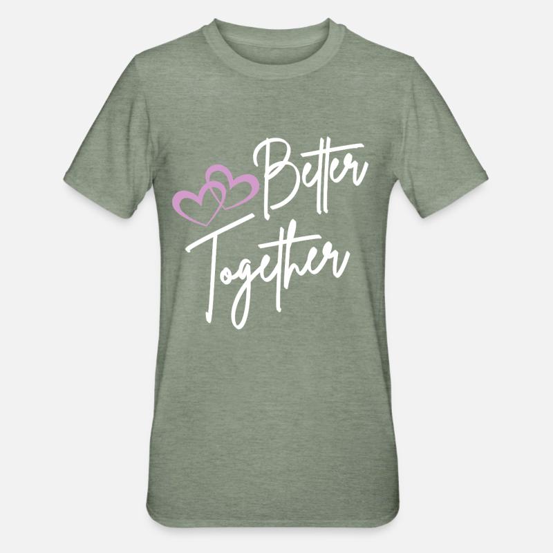 Better Together Script Hearts - T-shirt polycoton Unisexe - vert kaki chiné